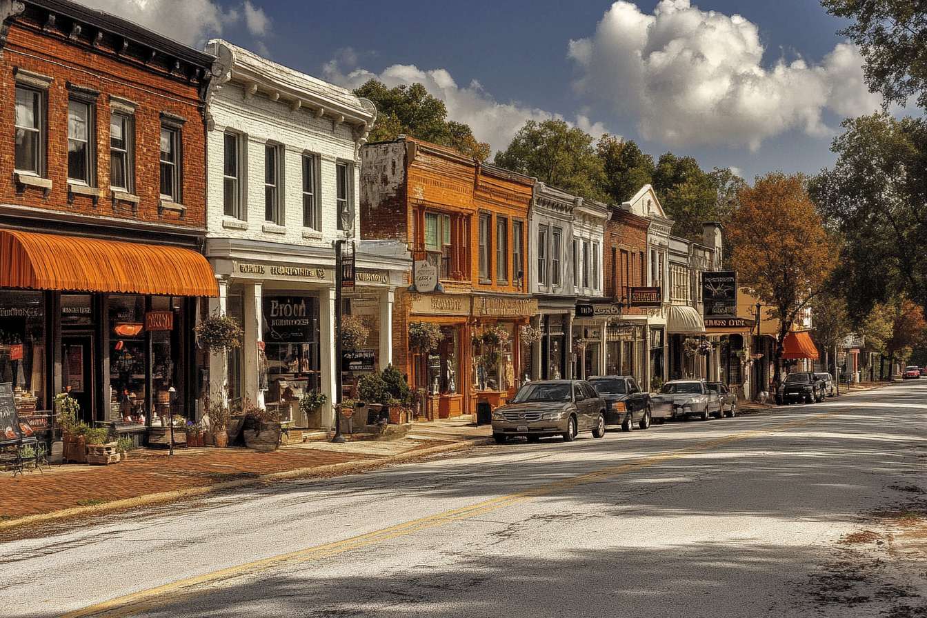 Quiet small town scene showing limited availability of specialized professionals.