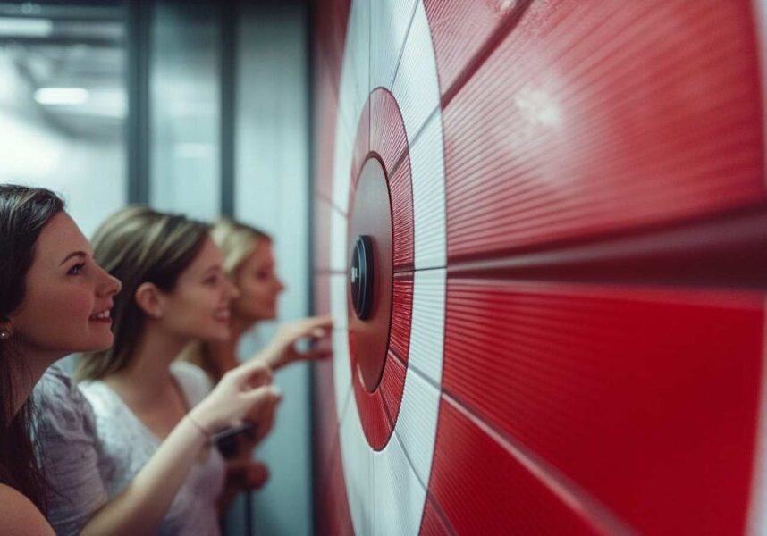 HR professionals interacting with a circular mechanism that represents the cyclical relationship between employee engagement and talent acquisition.